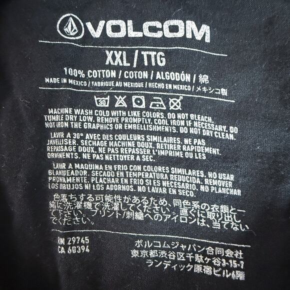 Volcom XXL Black T-Shirt Stone Logo Tee Skate Surf Cotton Graphic Streetwear - Picture 4 of 6